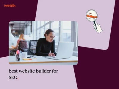 Woman on laptop searches for best website builder for SEO