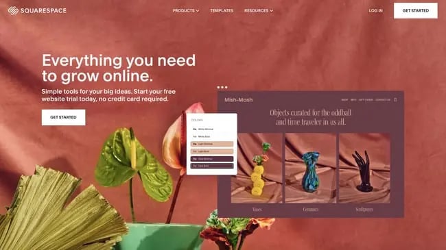 landing page of website builder  Squarespace