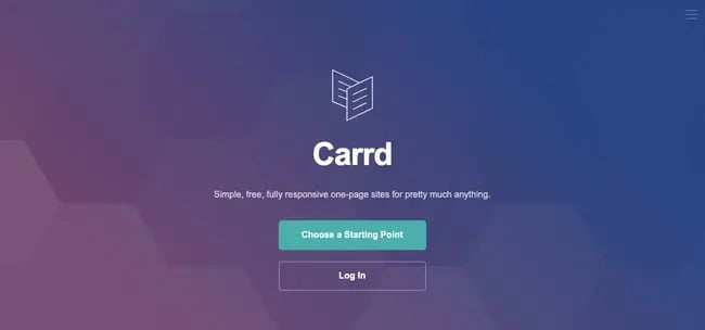 landing page of website builder Carrd