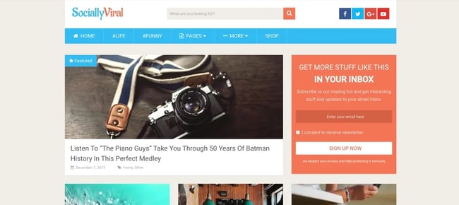 demo of the wordpress theme for adsense sociallyviral