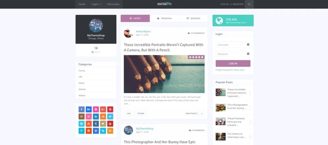 demo of the wordpress theme for adsense socialme