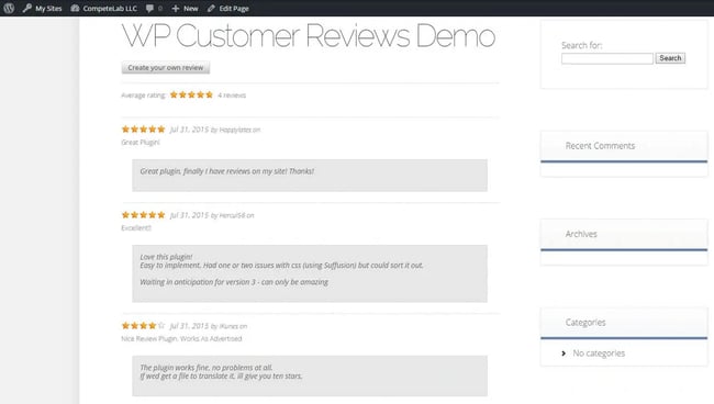 wordpress review plugin, wp customer reviews