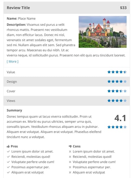 An example of a review summary box from WordPress review plugins