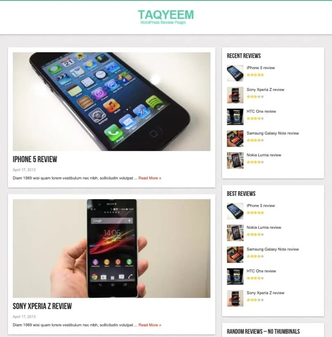 wordpress review plugin, Taqyeem
