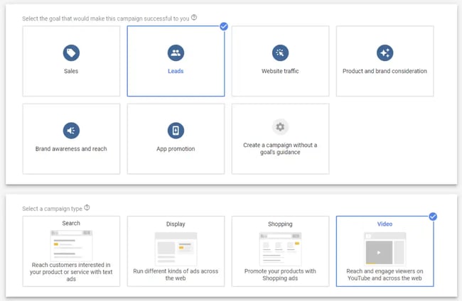 Pre roll ad settings in Google Adwords