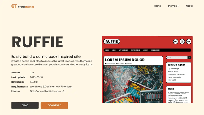 best wordpress theme for comics, Ruffie