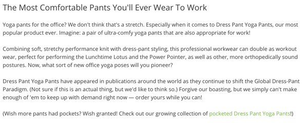 Betabrand product description.