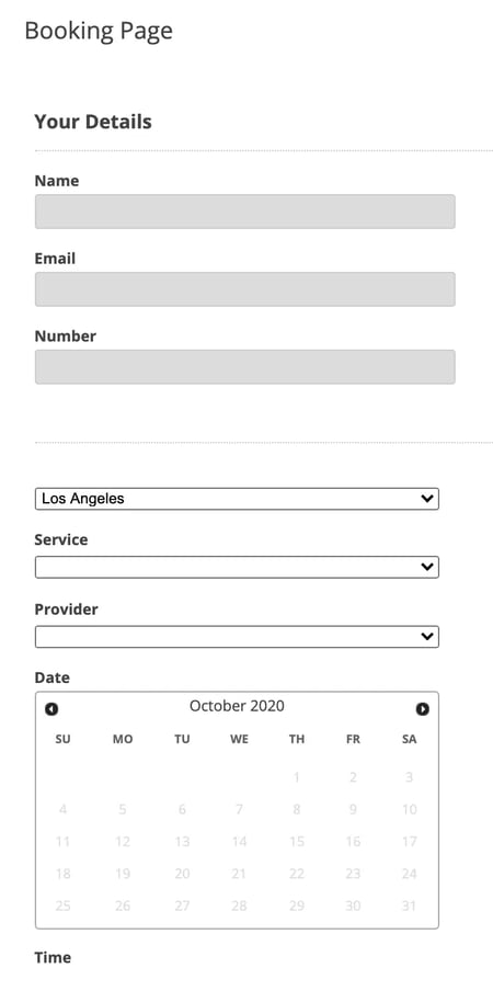 brichpress scheduler photography appointment booking page sample