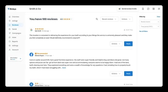birdeye review management software tool demo review aggregate dashboard