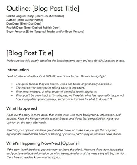 blog post outline