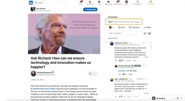 An example of a blogging platform for thought leadership.