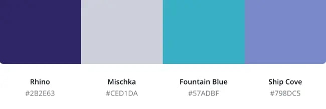blue website color scheme featuring Rhino, Mischka, and Ship Cove