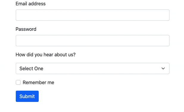 bootstrap form with select example