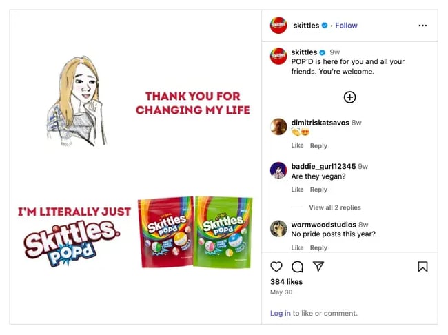 brand voice, skittle instagram post