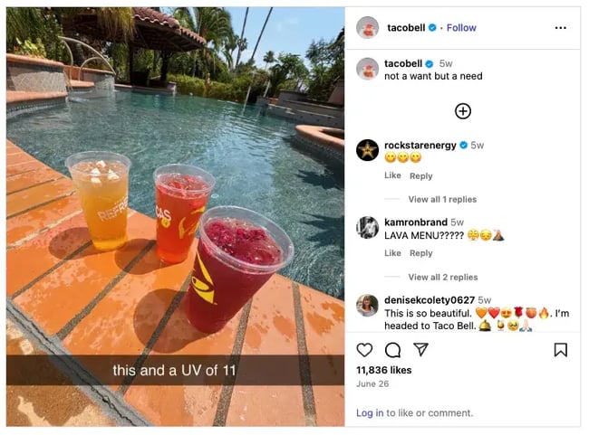 brand voice, taco bell instagram post