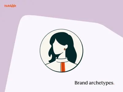 a screenshot of a HubSpot-branded featured image with a lavender background and light pink shape in the foreground, along with the words ��brand archetypes�� in the bottom righthand corner and a pictogram of a woman��s silhouette in the center of the image