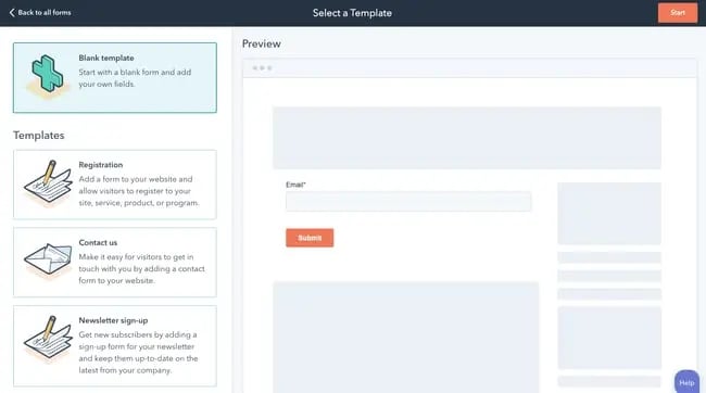 Select a template page in 51Թ form builder