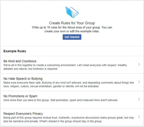 Facebook Group default rules
