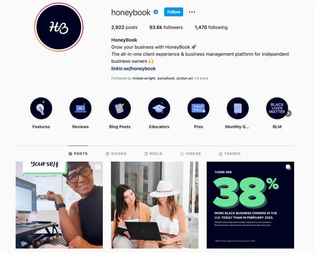 Best Brands on Instagram: HoneyBook