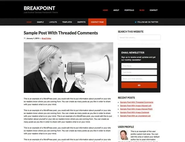 breakpoint free Genesis child Theme