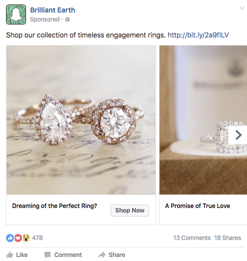 Writing better headlines for fb - brilliant earth.