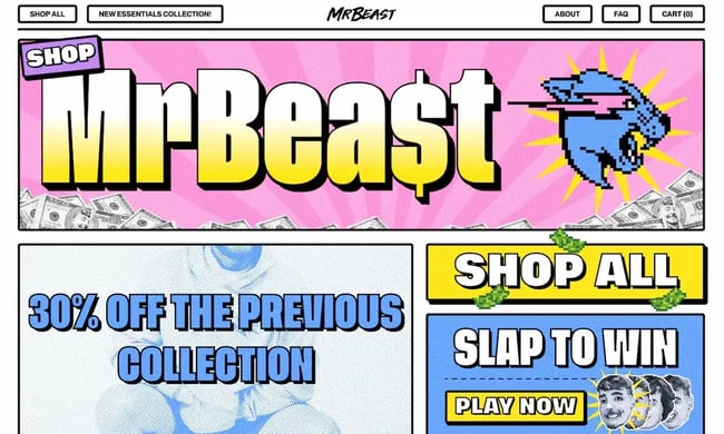 brutalist web design, mr beast