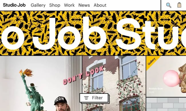 brutalist web design, studio job