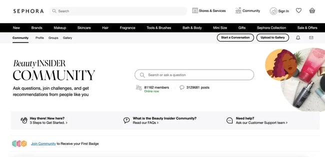 build customer relationships example, Sephora Community