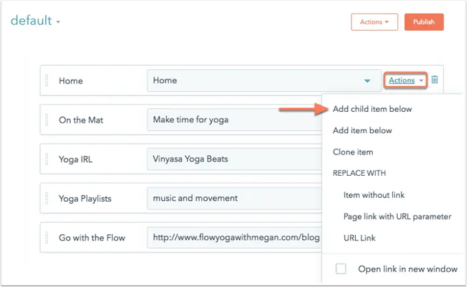 child page sitemap