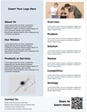 A professional brochure layout featuring sections labeled 