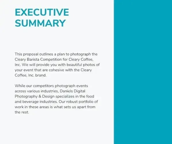 executive summary of a business proposal, business proposal template