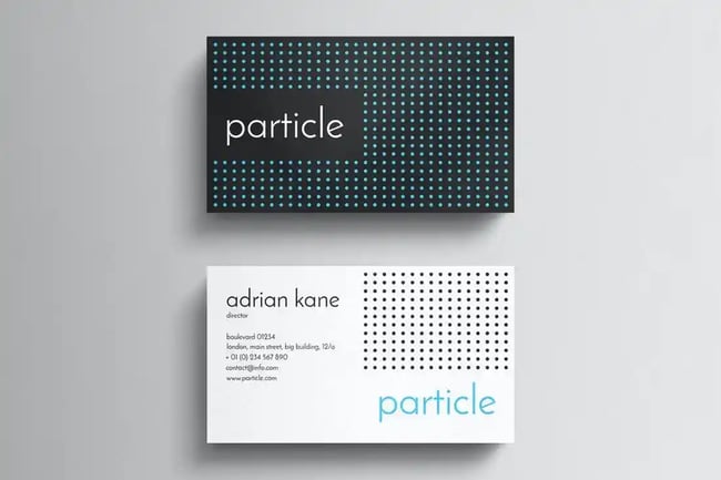 A business card using traditional dimensions.