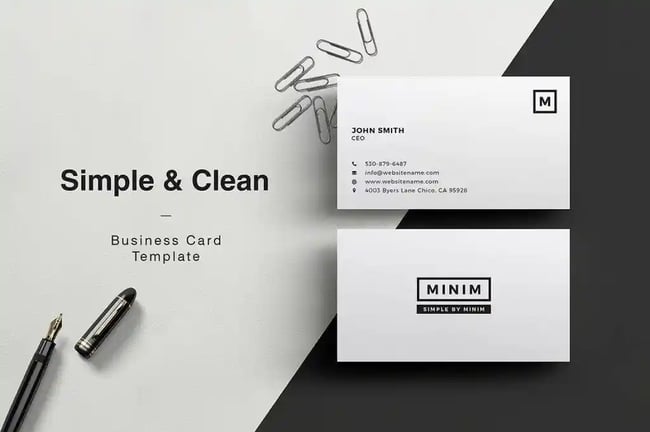 An example of a simple and clean business card design.