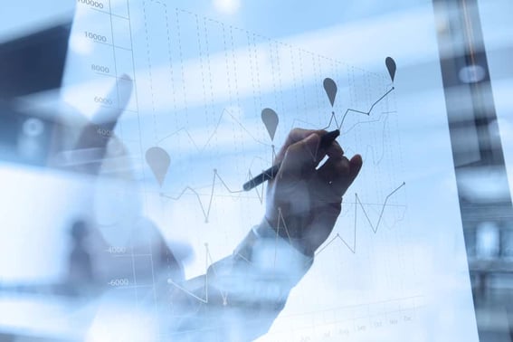 businessman hand an neuer microsite struktur