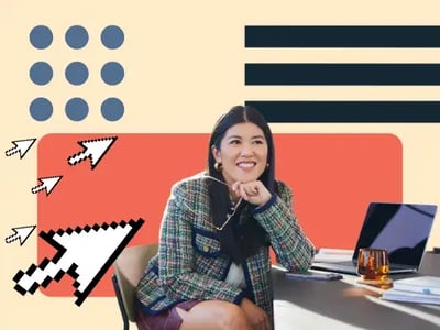 buyer journey vs customer journey represented by a woman at a computer