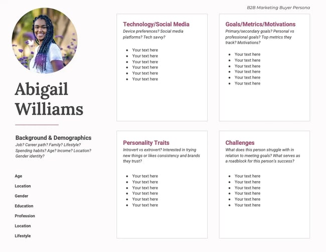 b2b marketing buyer persona example