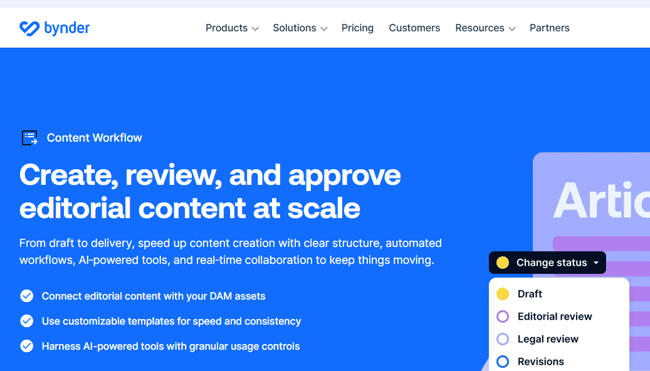 bynder content workflow, content automation