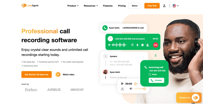call recording software for small business, Live Agent