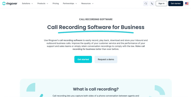 call recording software for small business, Ringover