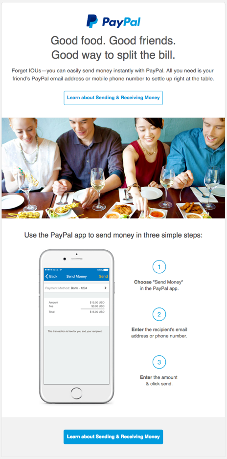 Exemplo de campanha de e-mail marketing - PayPal