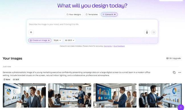 canva ai prompt for image generation, ai image with marketing professionals
