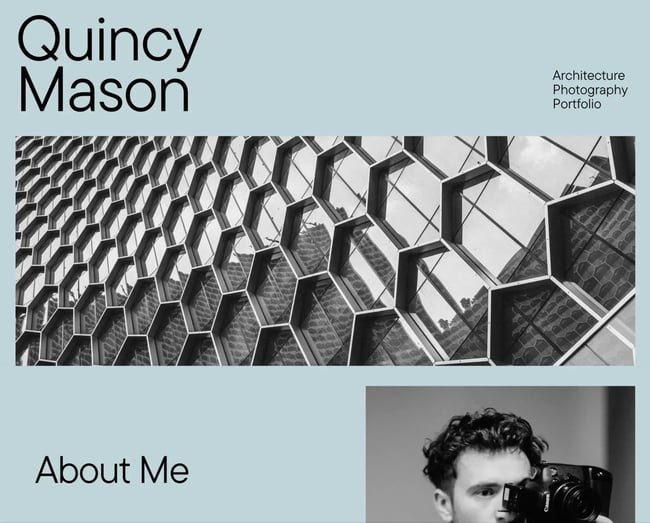 canvas simple website template for a photography portfolio