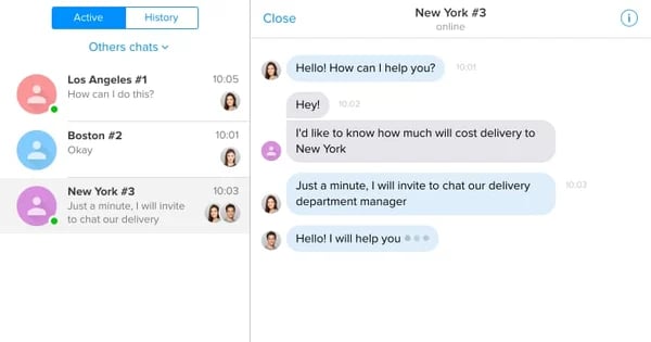 Chaport chat app demonstration from Chaport's website