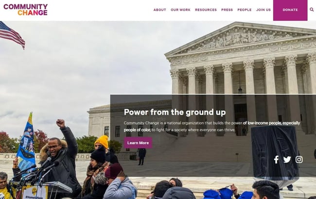 charity website design examples, Center for Community Change