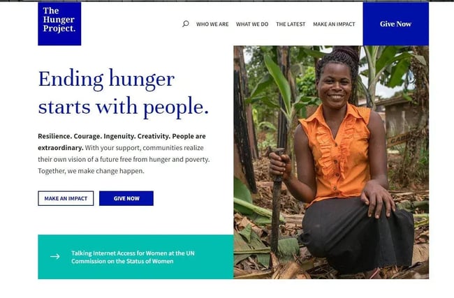 charity website design examples, The Hunger Project