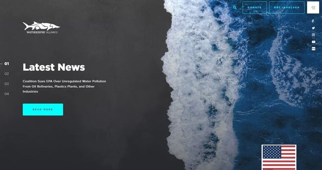 charity website design examples, Waterkeeper Alliance