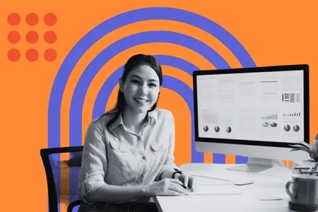 woman at computer using chatGPT for seo