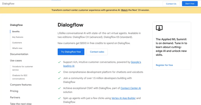 chatbot tools, dialogflow
