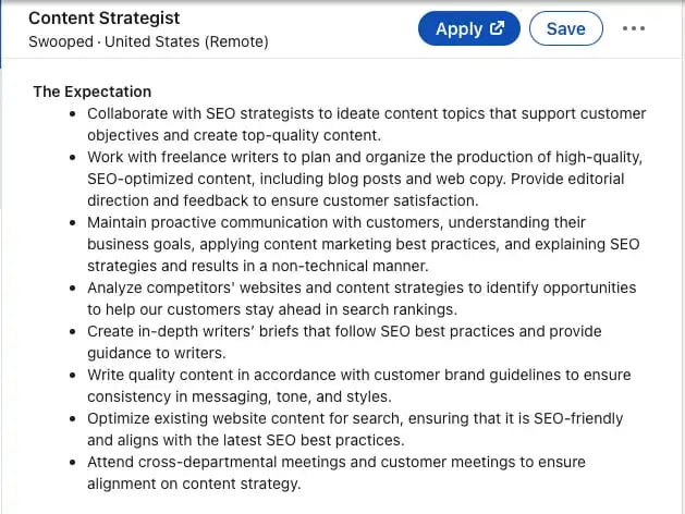 chatgpt marketing job email, job description