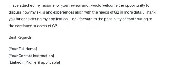 chatgpt marketing job email, long closing